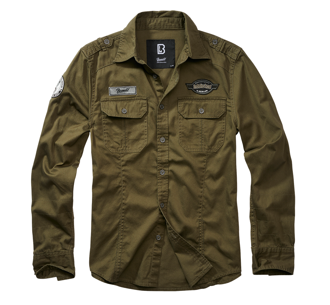 Brandit Luis Vintage Shirt Long Sleeve, oliv, Gr.M