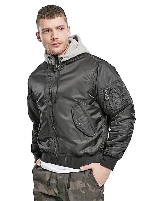 Brandit MA1 Sweat Hooded Jacket, schwarz-grau, Größe XXL