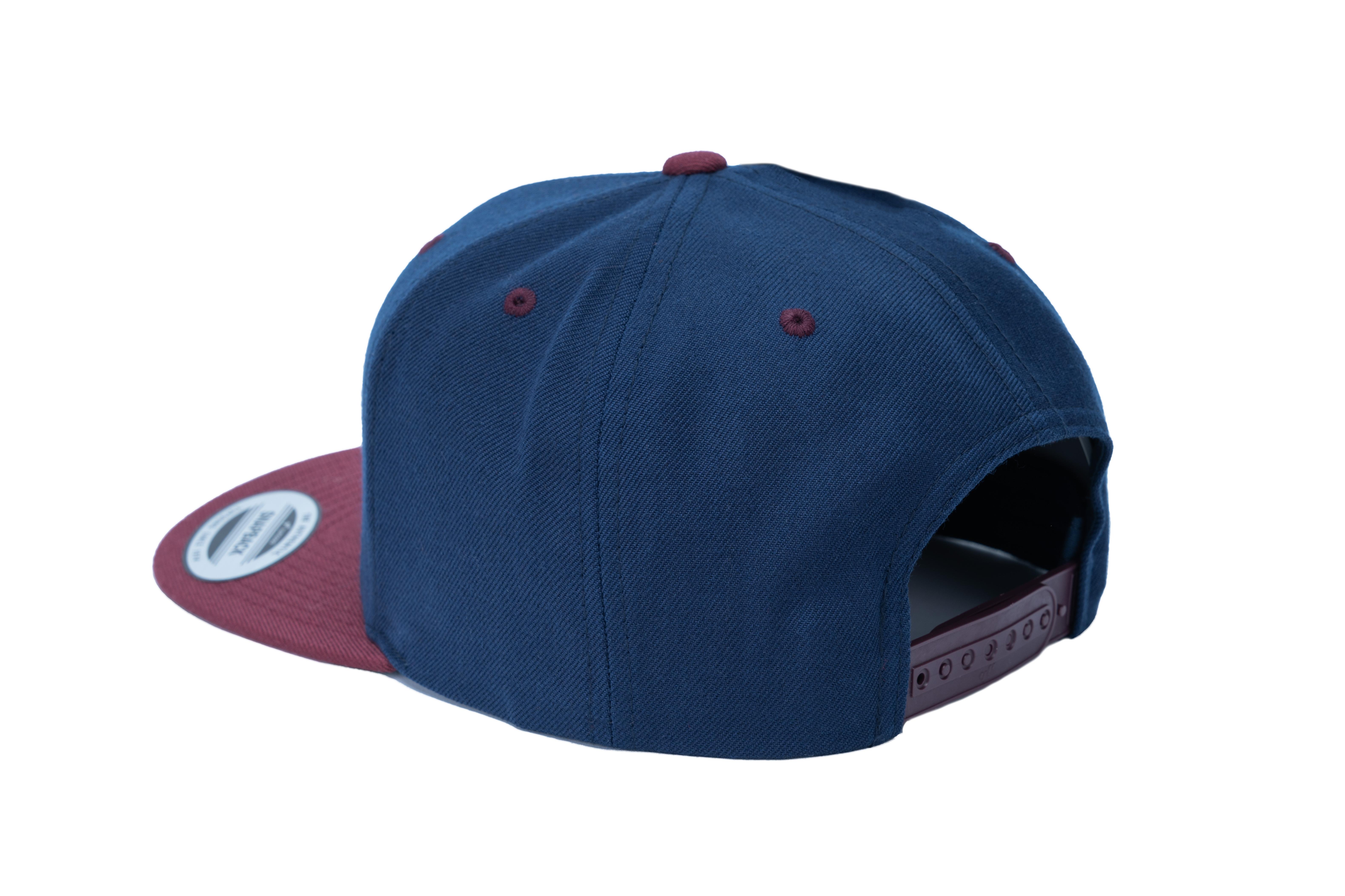 SOLLSO. Classic Snapback 2-Tone Cap, Navy-Maroon SOLLSO. Classic Snapback 2-Tone Cap, Navy-Maroon