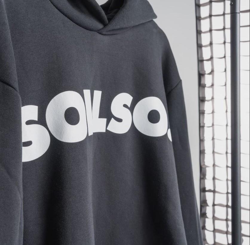 SOLLSO. Premium Hoodie "Pure Logo Big" Farbe Dark Black, Größe 10XL