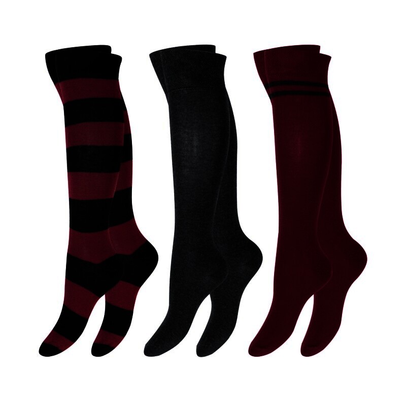 Damen Kniestrümpfe 61010, modisch geringelt, 3er-Pack, Gr.39/42
