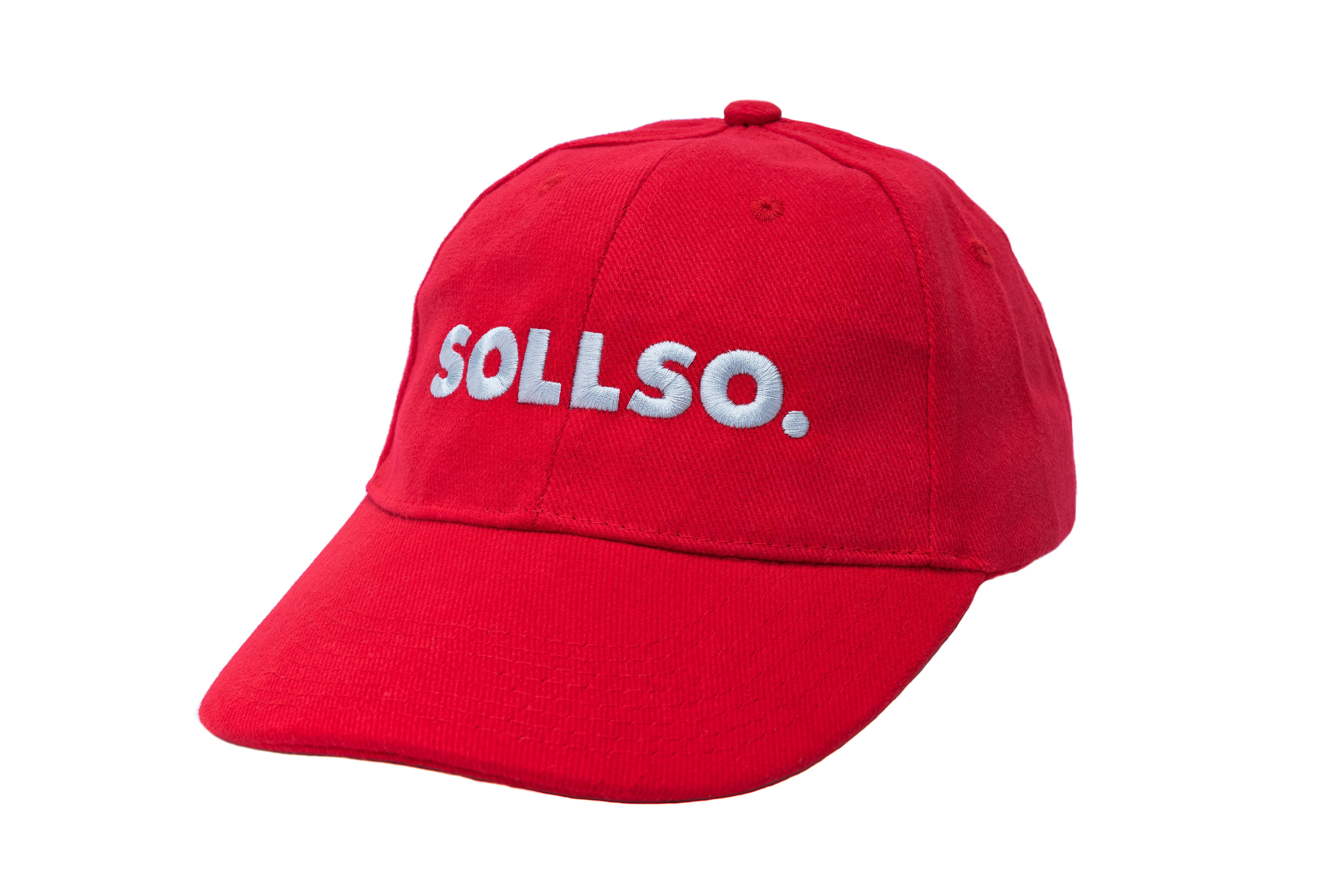SOLLSO. 6 Panel Strong Front Raver Cap, Rot