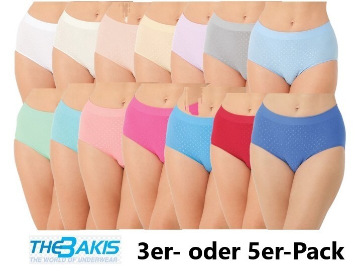 The Bakis Damen-Slip gepunktet 2078, Schwarz, 3er-Pack, Gr.L