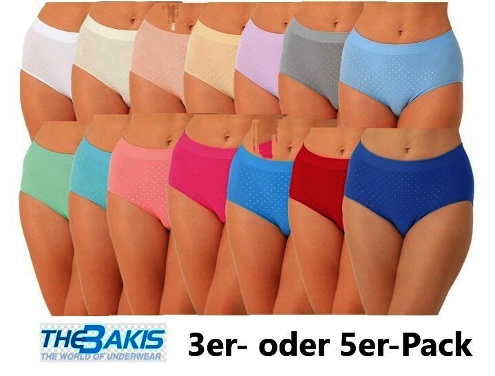 The Bakis Damen-Slip gepunktet 2078, Schwarz, 3er-Pack, Gr.L