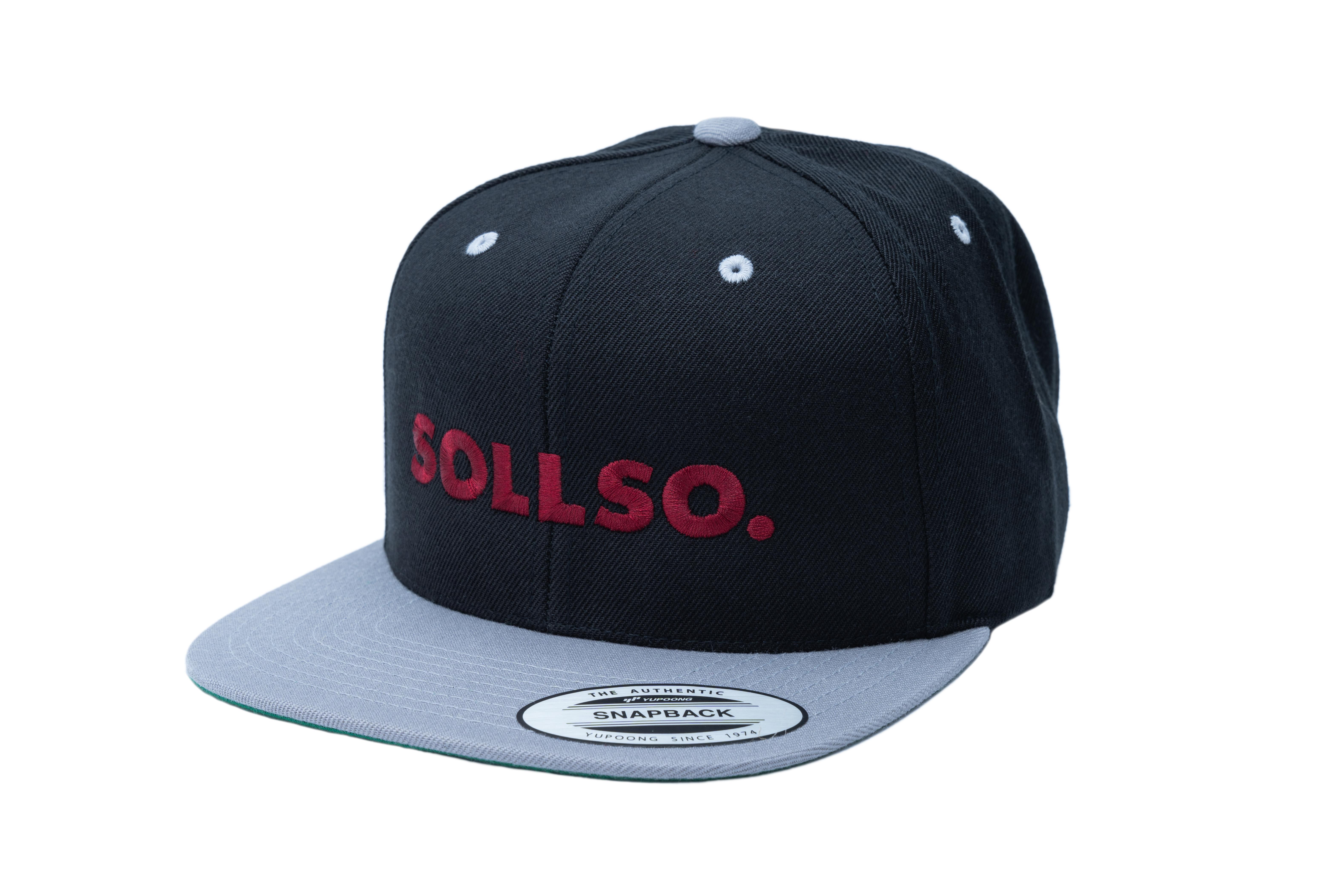 SOLLSO. Classic Snapback 2-Tone Cap, Black-Silver