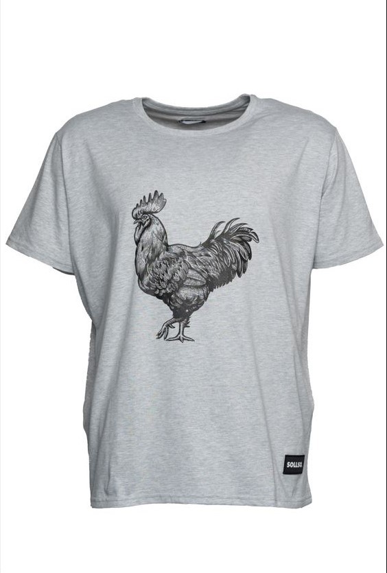 SOLLSO. T-Shirt "Rooster", Farbe Melange Gray, Größe XL SOLLSO. T-Shirt "Rooster", Farbe Melange Gray, Größe XL