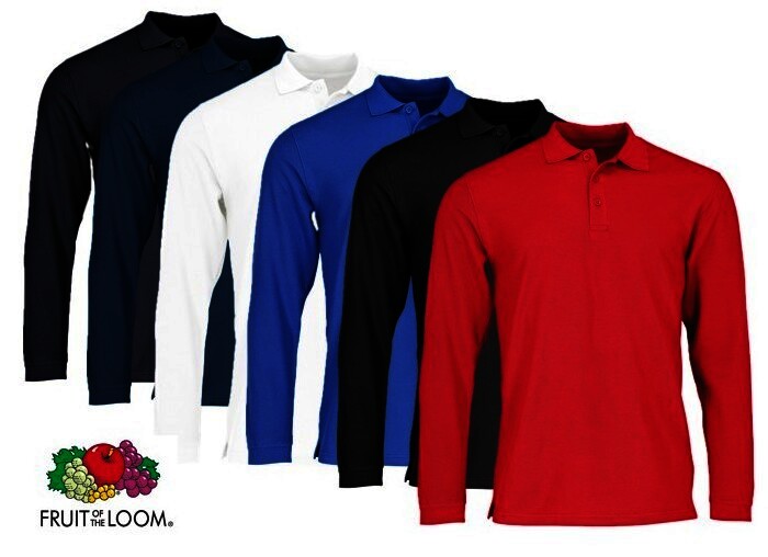 Fruit of the Loom  Premium Langarm-Polo, Schwarz, Gr.L
