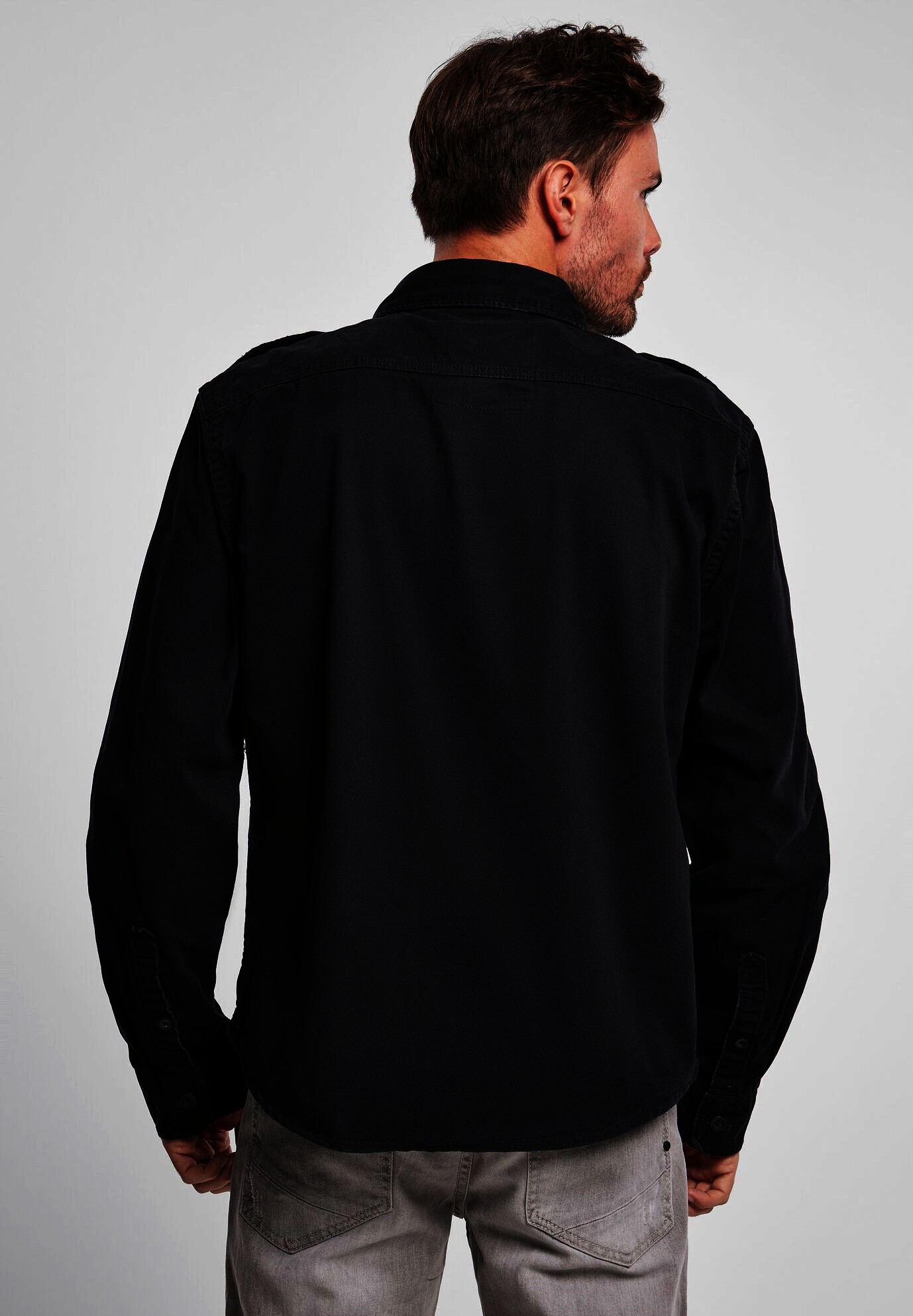 Brandit Vintage Shirt Langarm, Schwarz, Gr.XL