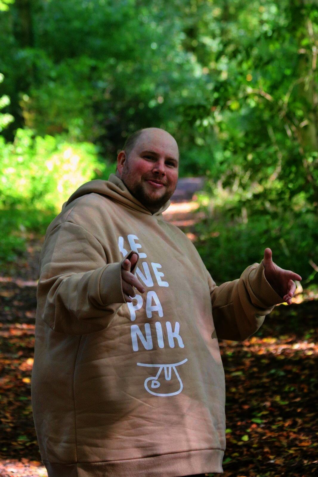 SOLLSO. Hoodie „No Panic Sloth“, Farbe Desert Beige, Größe XL