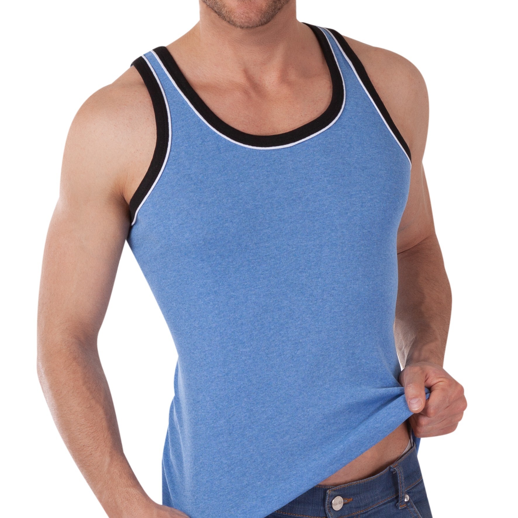 2er-Pack Herren-Unterhemd 22590, mit Paspelierung, Pack 1, Gr.7