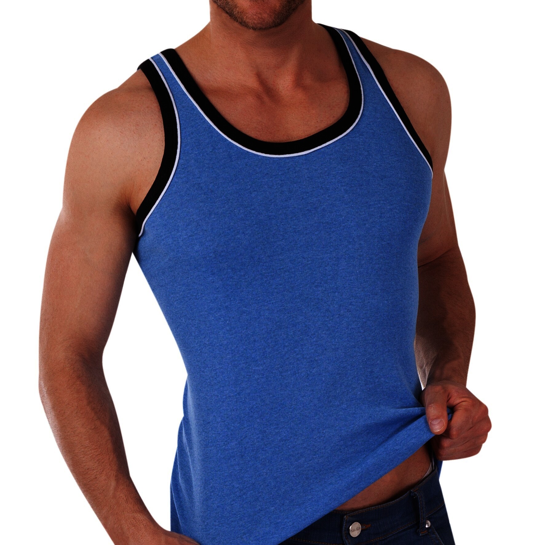 2er-Pack Herren-Unterhemd 22590, mit Paspelierung, Pack 1, Gr.7