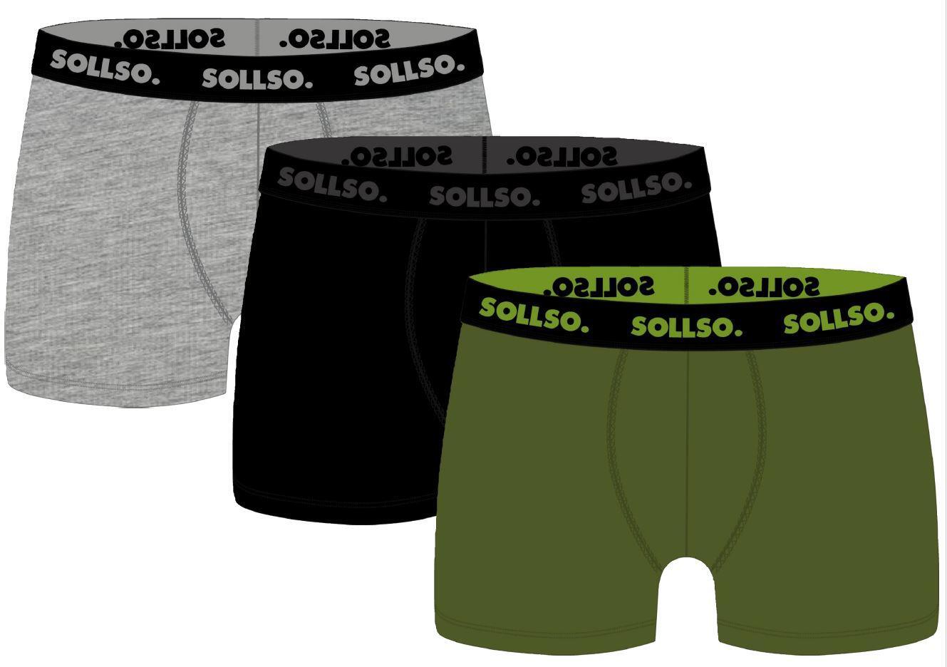 3er Pack Herren Boxershort, Bambusviskose, Schwarz/Grau/Olive, Gr.XL