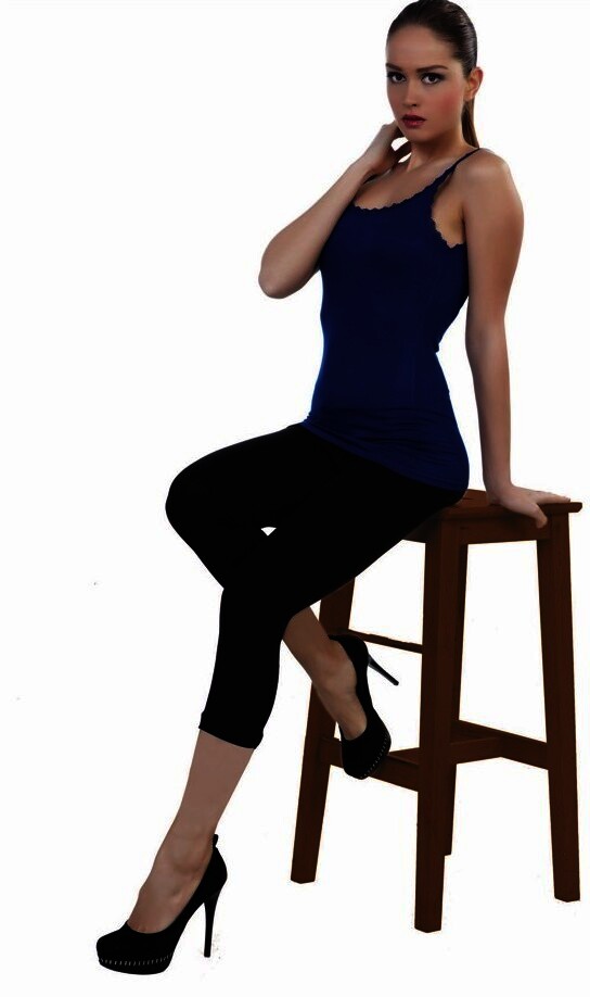Damen Leggings ¾ lang 2023, Schwarz, Gr.XXL