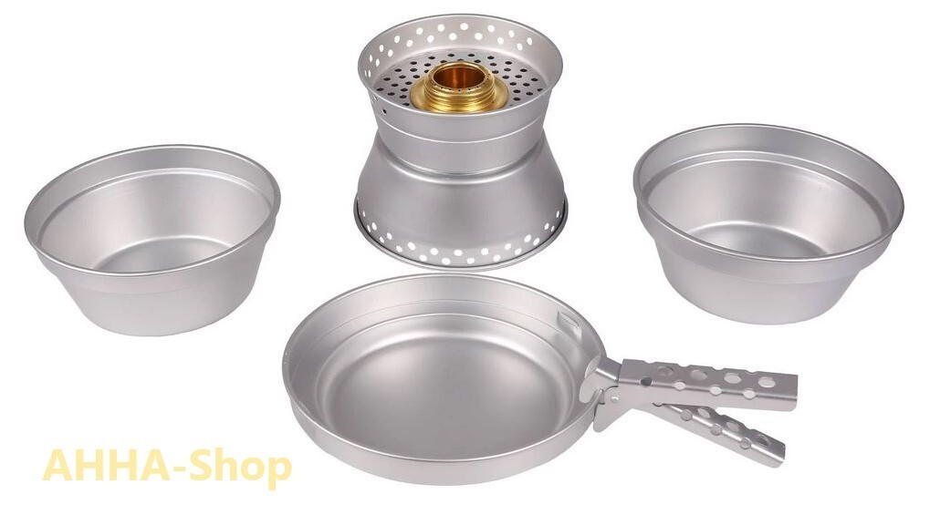 Koch-Set ALU (2 Töpfe, Pfanne, Kocher)