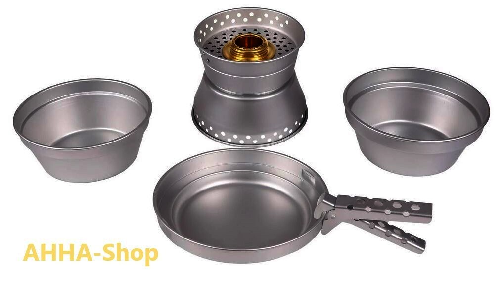 Koch-Set ALU (2 Töpfe, Pfanne, Kocher)