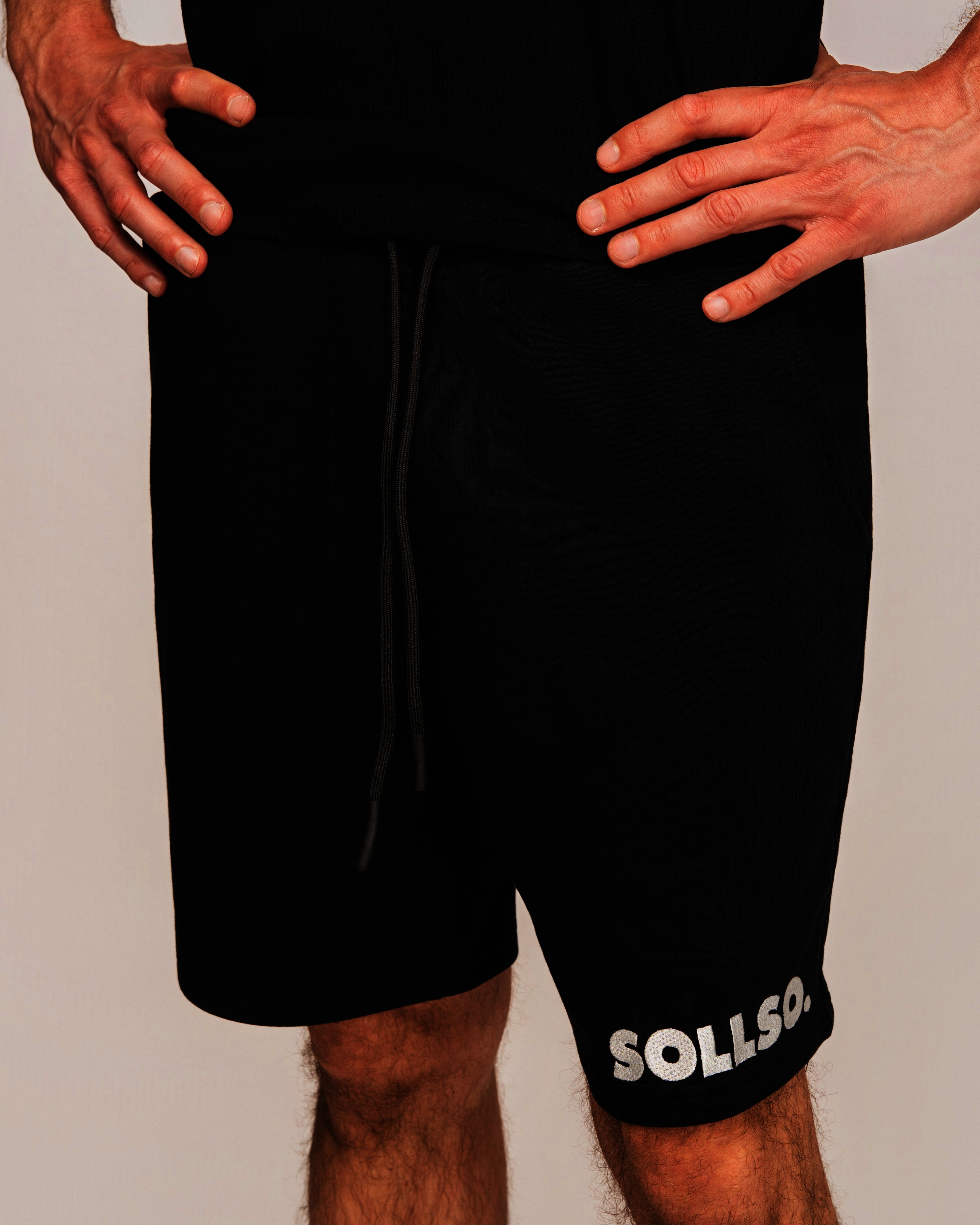 Sweatshorts „SOLLSO.“, Schwarz, Größe L