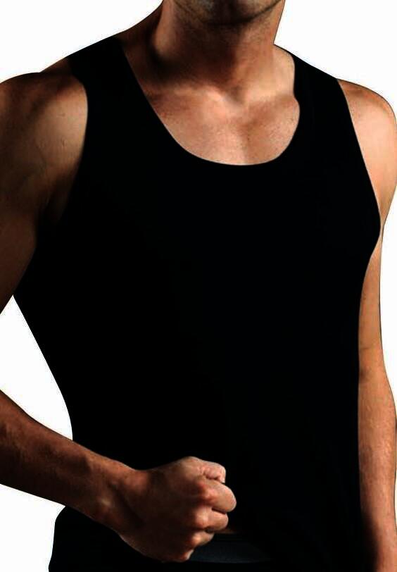 Herren Unterhemd 3 x 4er Pack Feinripp Farbe: Schwarz, Größe 5