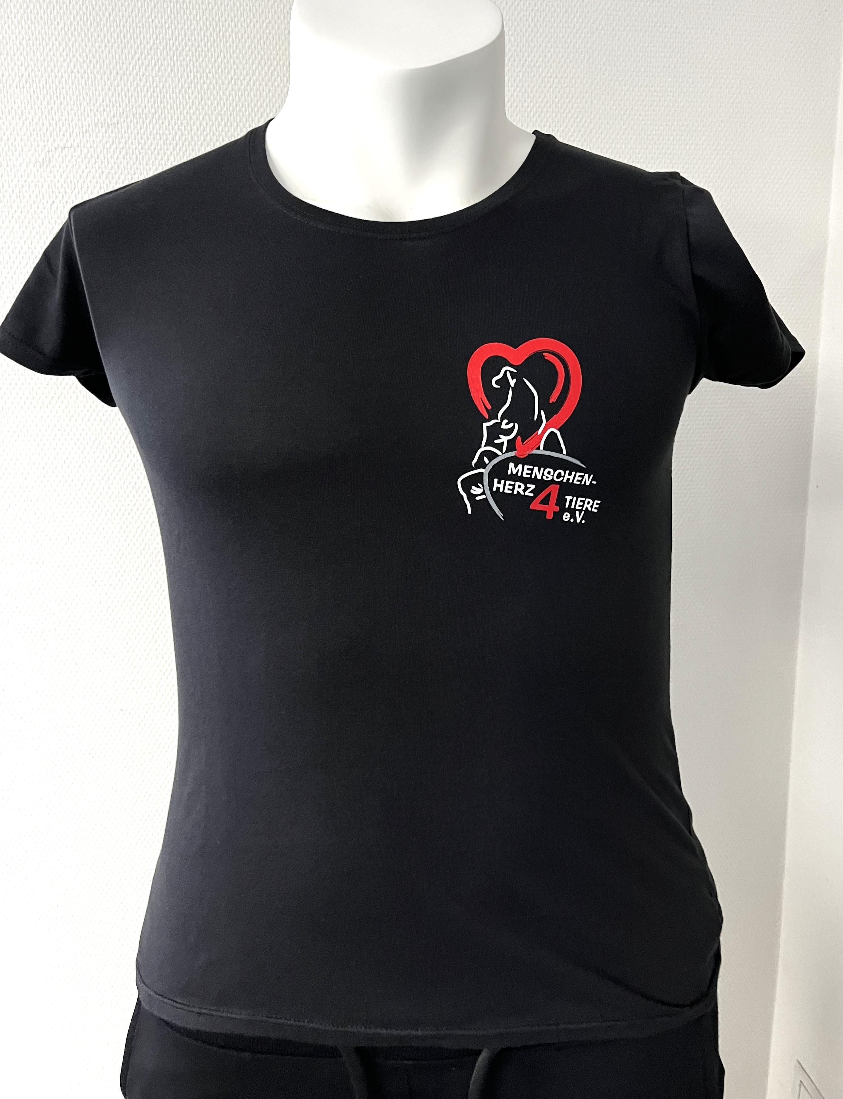 Damen T-Shirt "Menschen Herz 4 Tiere e.V." by SOLLSO., schwarz, Gr.S