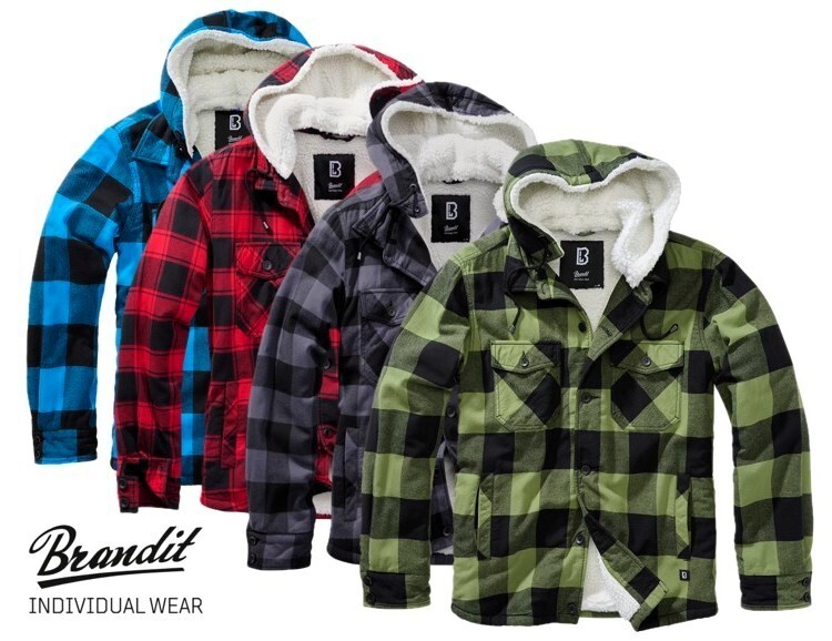 Brandit Lumberjacket hooded rot/schwarz, Größe XXL