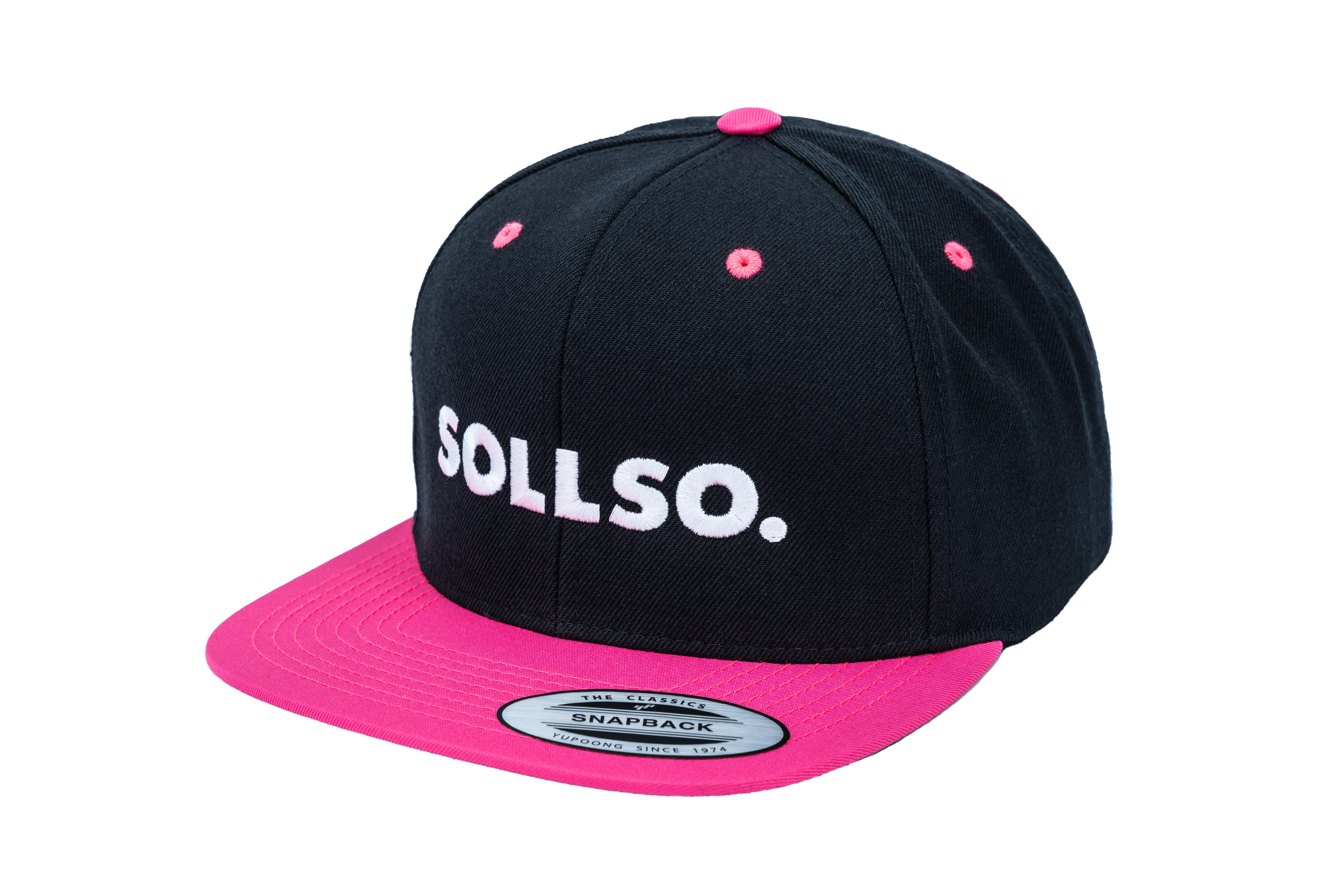 SOLLSO. Classic Snapback 2-Tone Cap, Black-Neon Pink