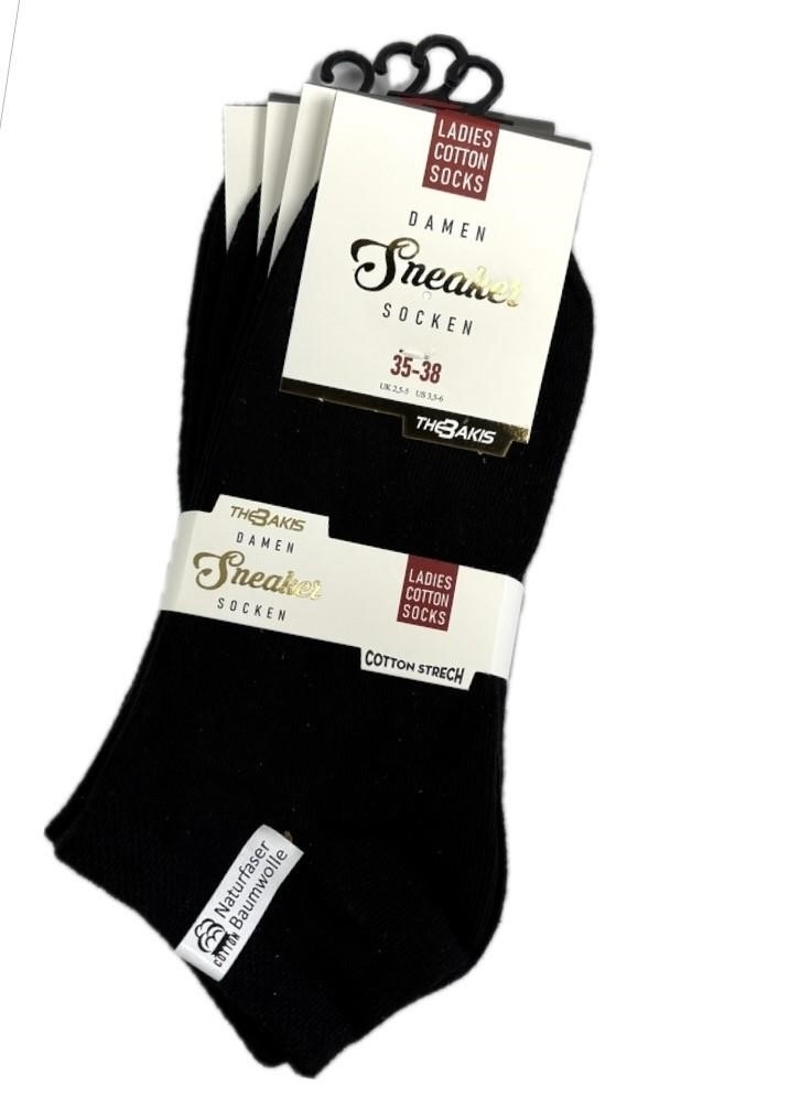 Damen Sneaker-Socken 7001, schwarz, 2 x 4er-Pack, Gr.39/42