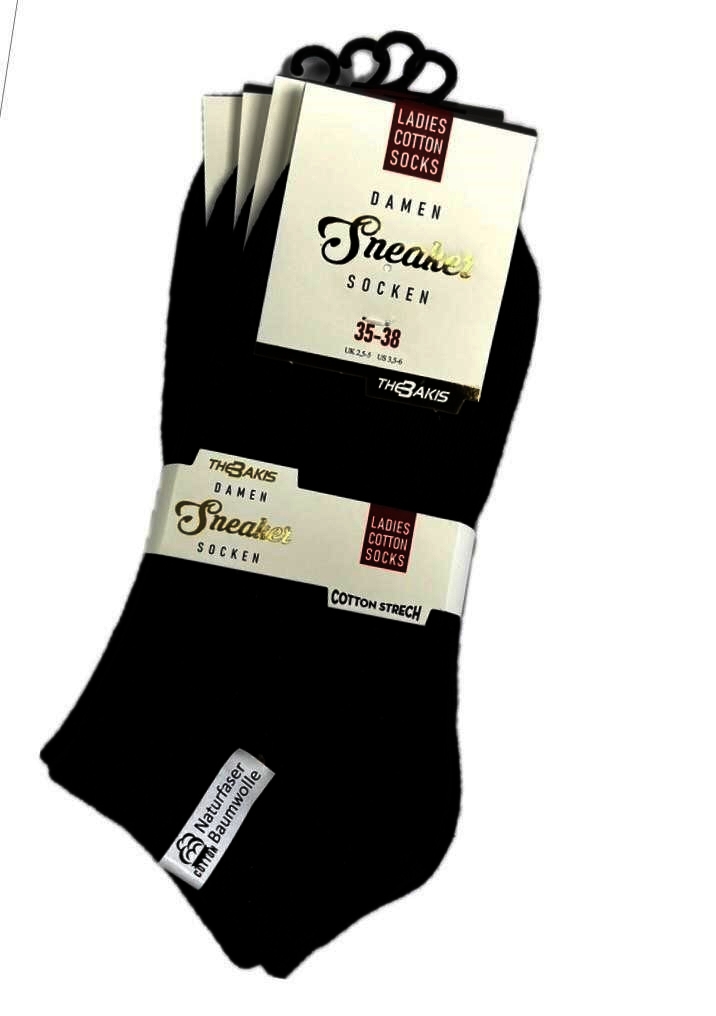 Damen Sneaker-Socken 7001, schwarz, 2 x 4er-Pack, Gr.39/42