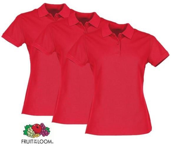 FOTL  Damen Premium-Poloshirt, 3er-Pack, rot, Gr.XL