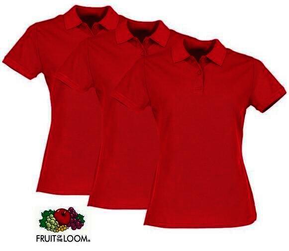 FOTL  Damen Premium-Poloshirt, 3er-Pack, rot, Gr.XL