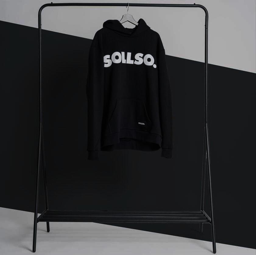 SOLLSO. Premium Hoodie "Pure Logo Big" Farbe Dark Black, Größe 3XL