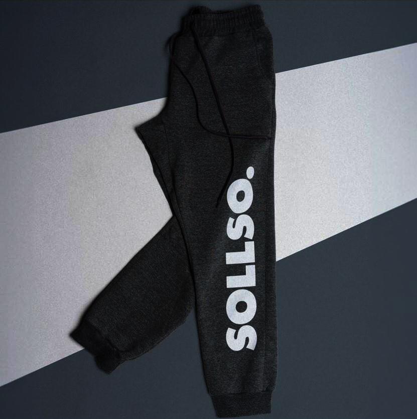 SOLLSO. Sweatpants „Pure Logo Big“, Farbe Pepper & Salt, Größe L