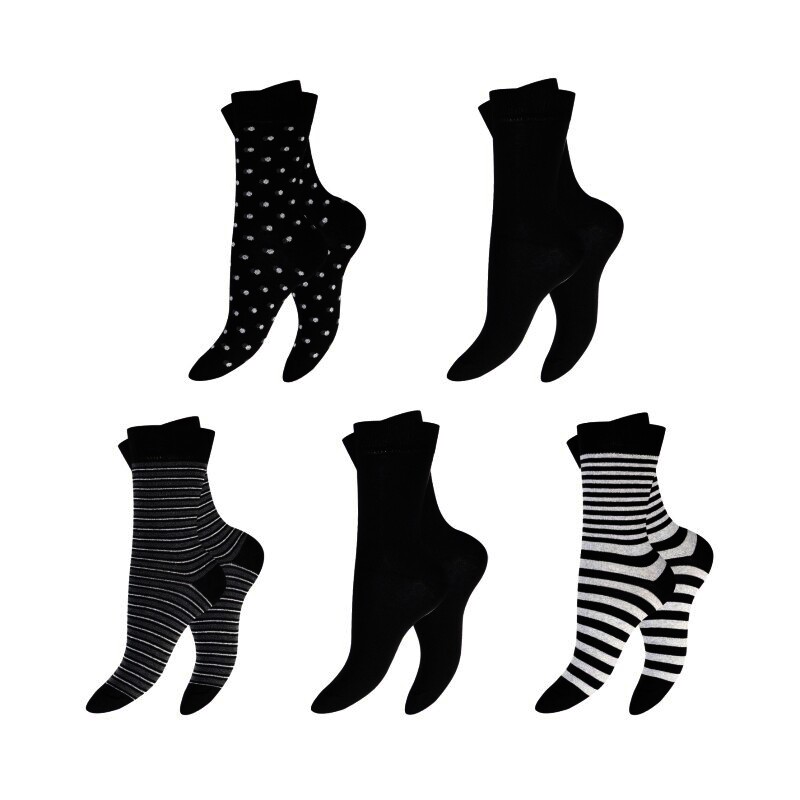 Damen Socken 63103, gemustert/uni, 2 x 5er-Pack, Gr.35/38