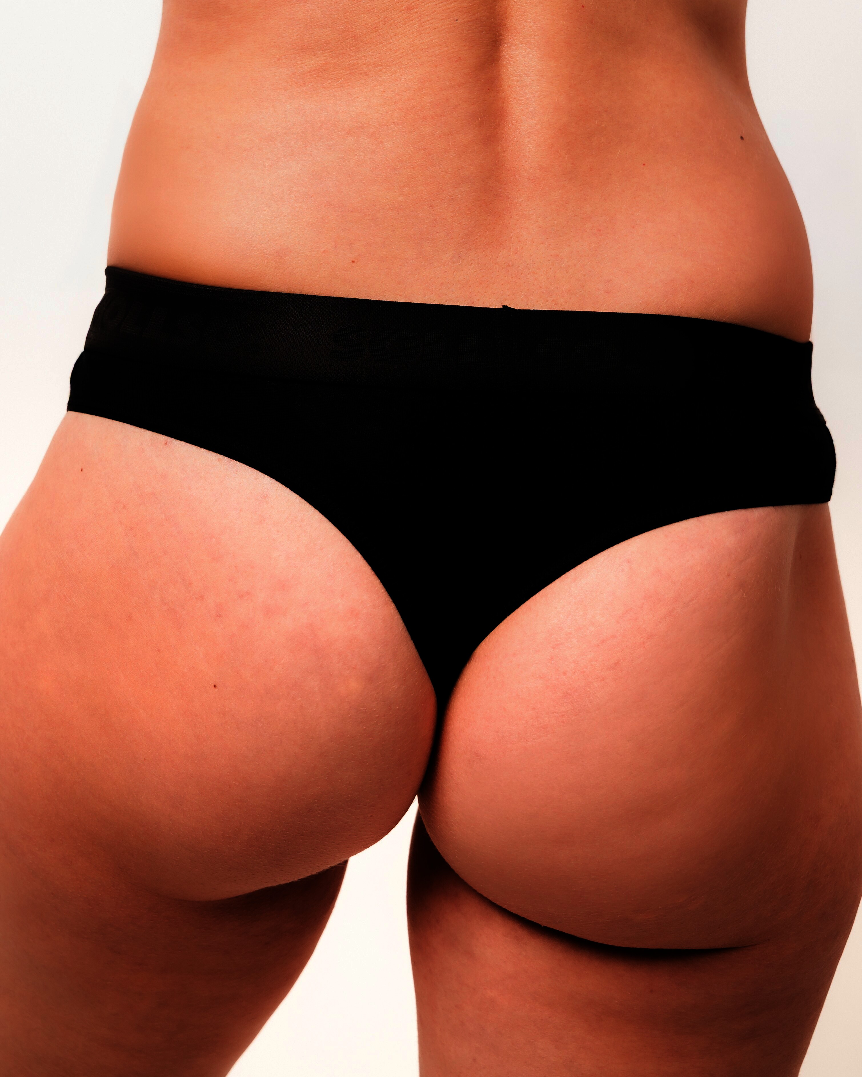Damen Tanga, Bambusviskose, 3er-Pack, Schwarz/Weiß/Grau, Gr.XL
