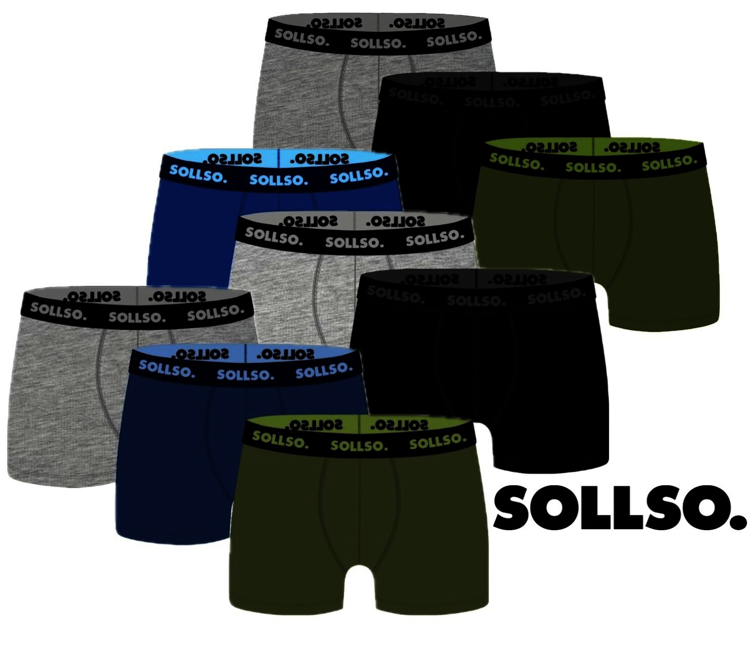 3er Pack Herren Boxershort, Bambusviskose, Blau/Grau/Olive, Gr.L