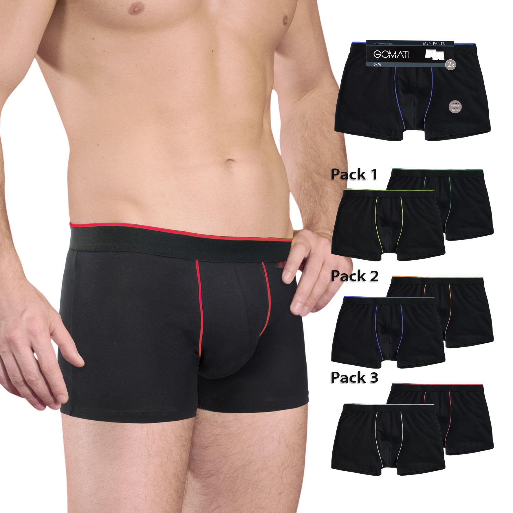 Herren Pants 27439, Schwarz mit versch. farbigen Paspeln, 8er-Pack, Gr.7