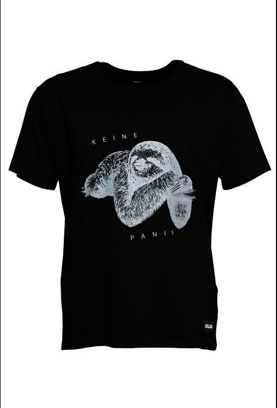 SOLLSO. T-Shirt "Keine Panik Faultier", Farbe Dark Black, Größe 6XL