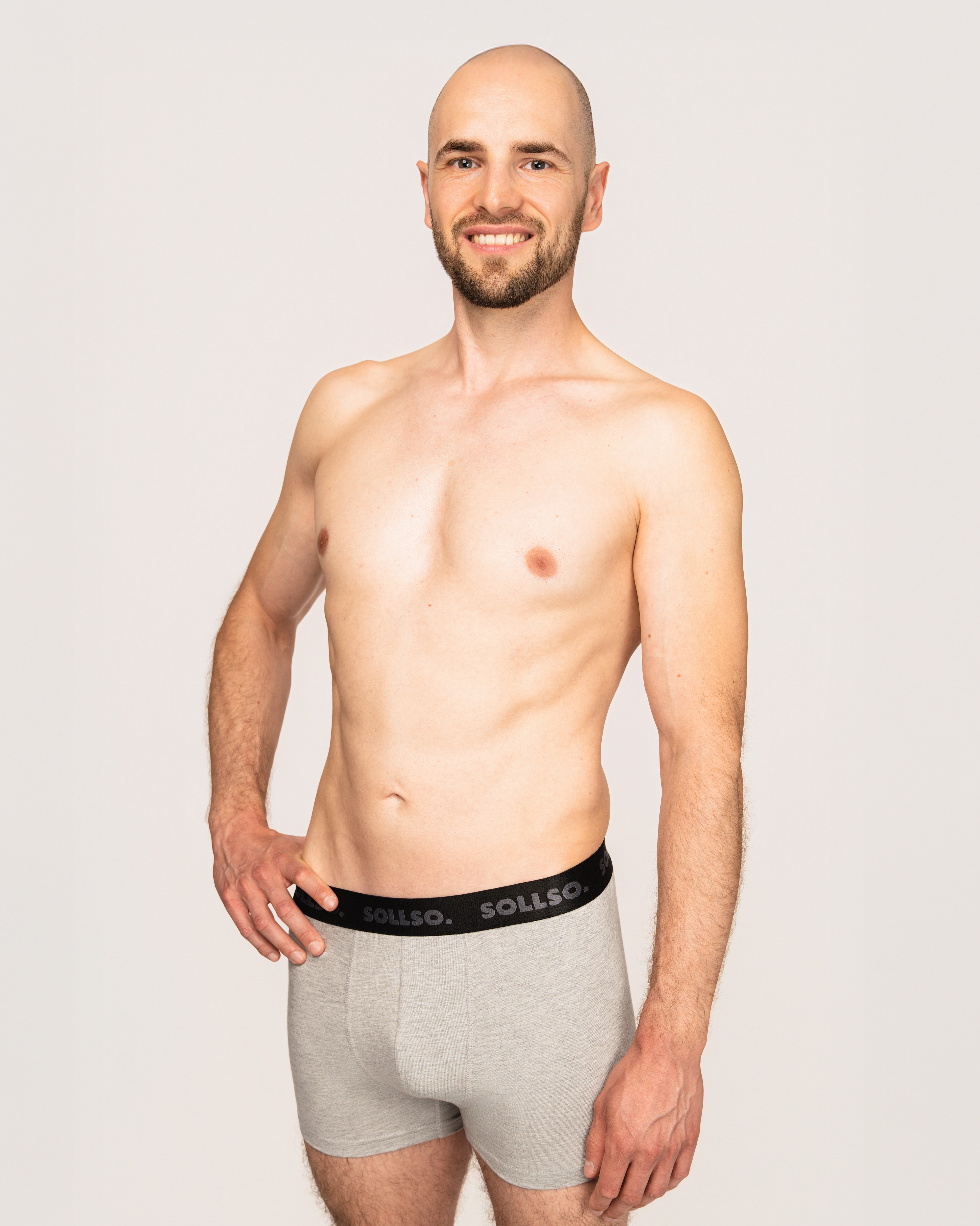 3er Pack Herren Boxershort, Bambusviskose, Grau Melliert, Gr.XL