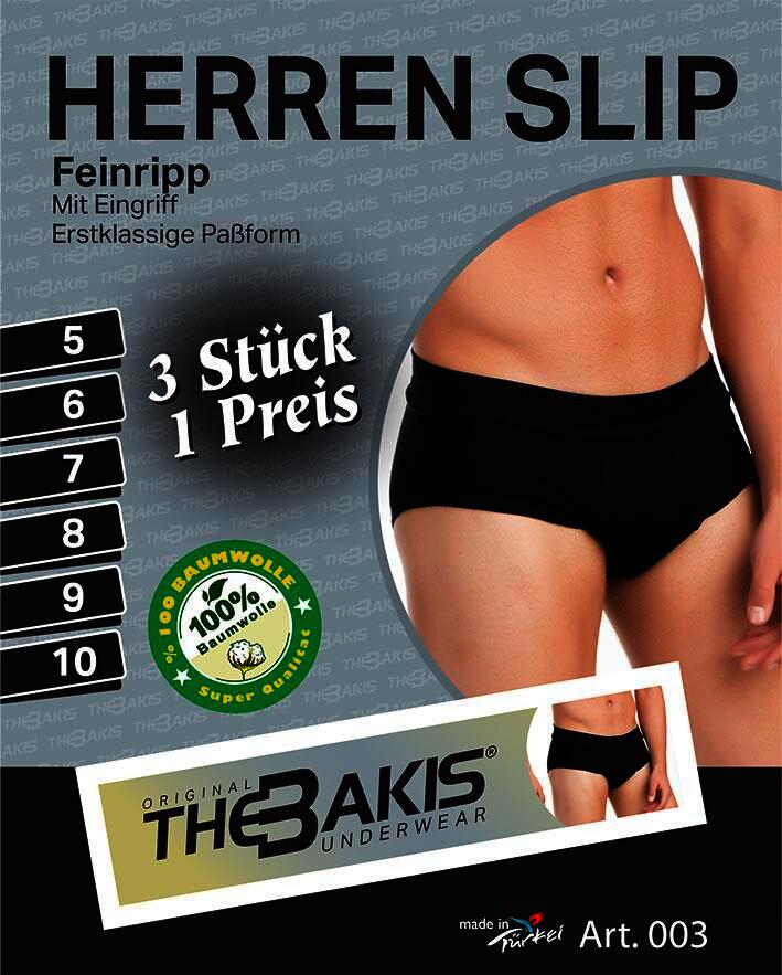 Herren Slip mit Eingriff 2 x 3er Pack Feinripp Farbe: schwarz, Größe 9
