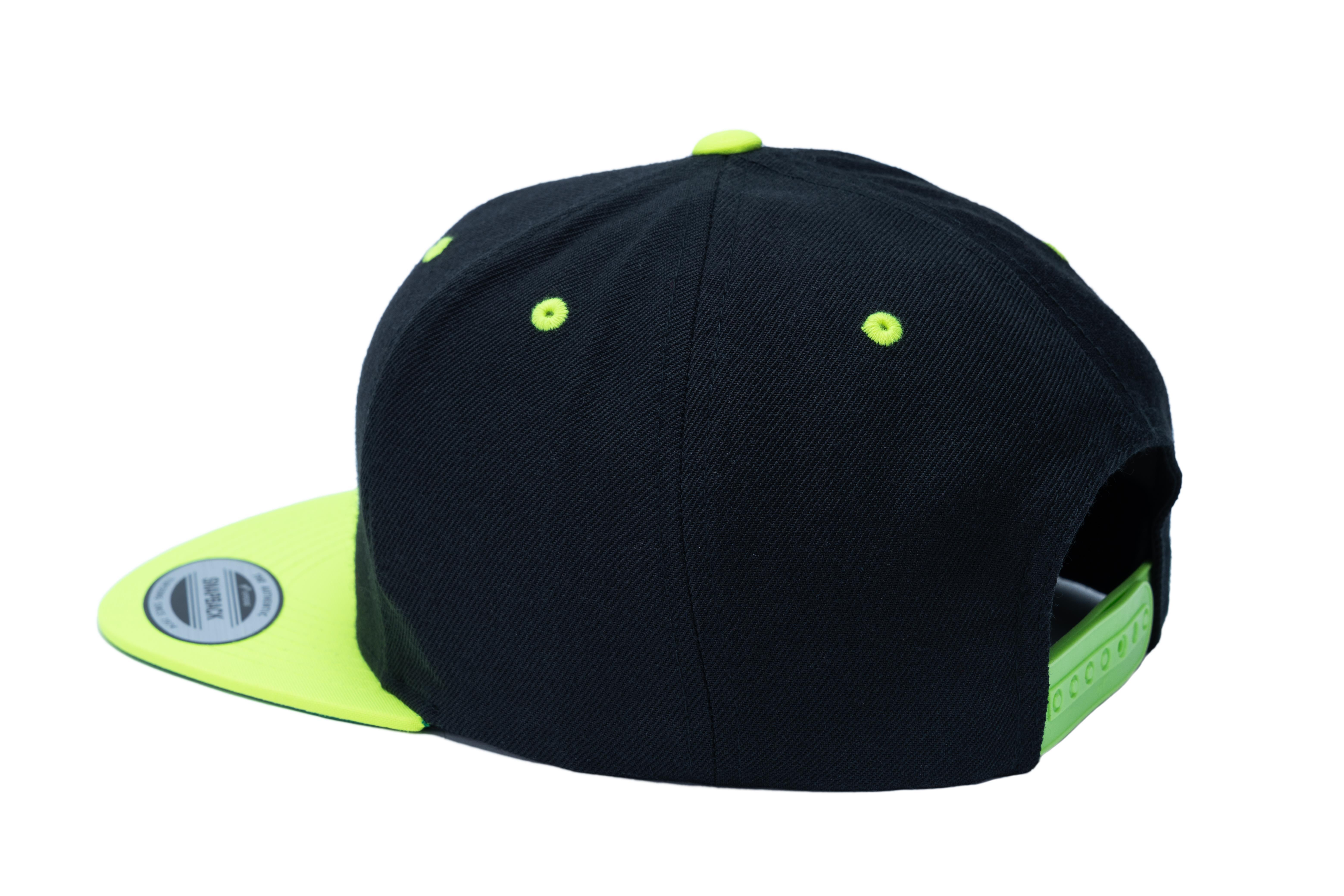 SOLLSO. Classic Snapback 2-Tone Cap, Black-Neon Gelb