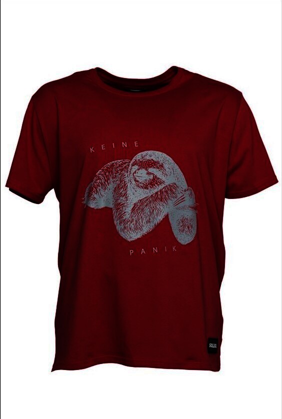 SOLLSO. T-Shirt "Keine Panik Faultier", Farbe Ginger Red
