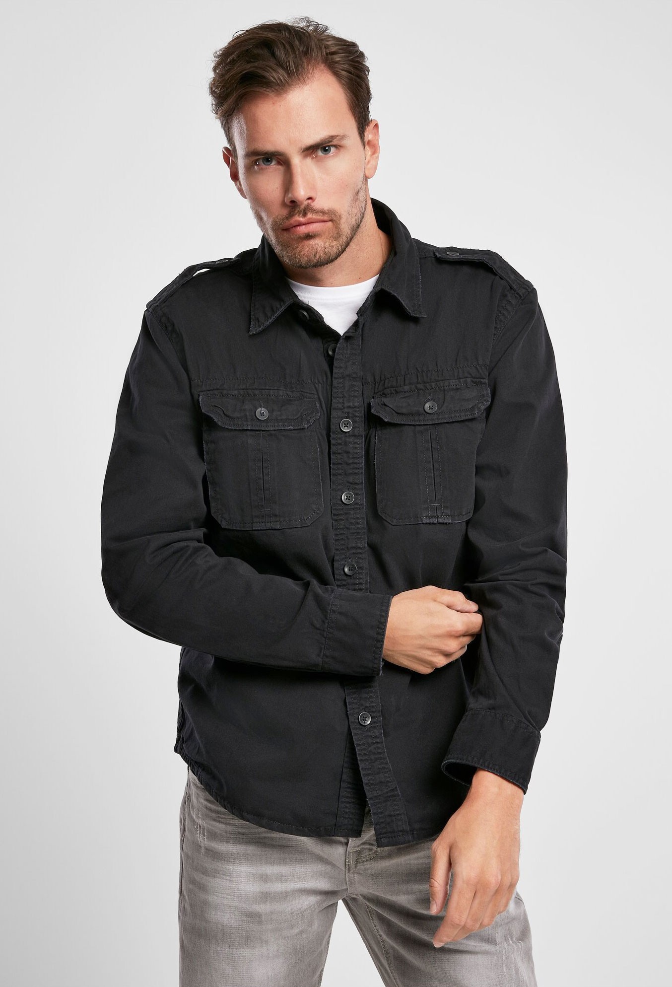 Brandit Vintage Shirt Langarm, Schwarz, Gr.XL