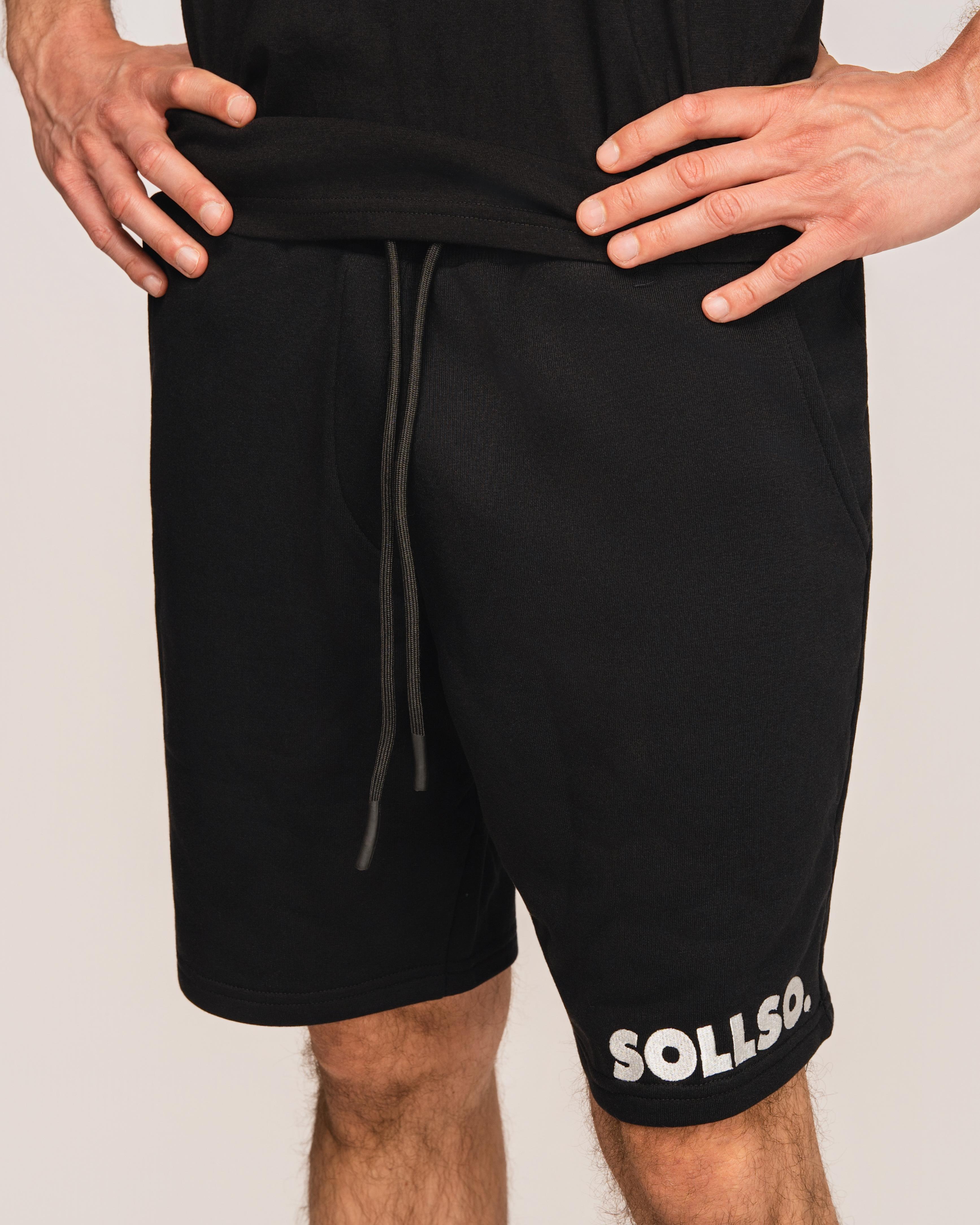 Sweatshorts „SOLLSO.“, Schwarz, Größe L