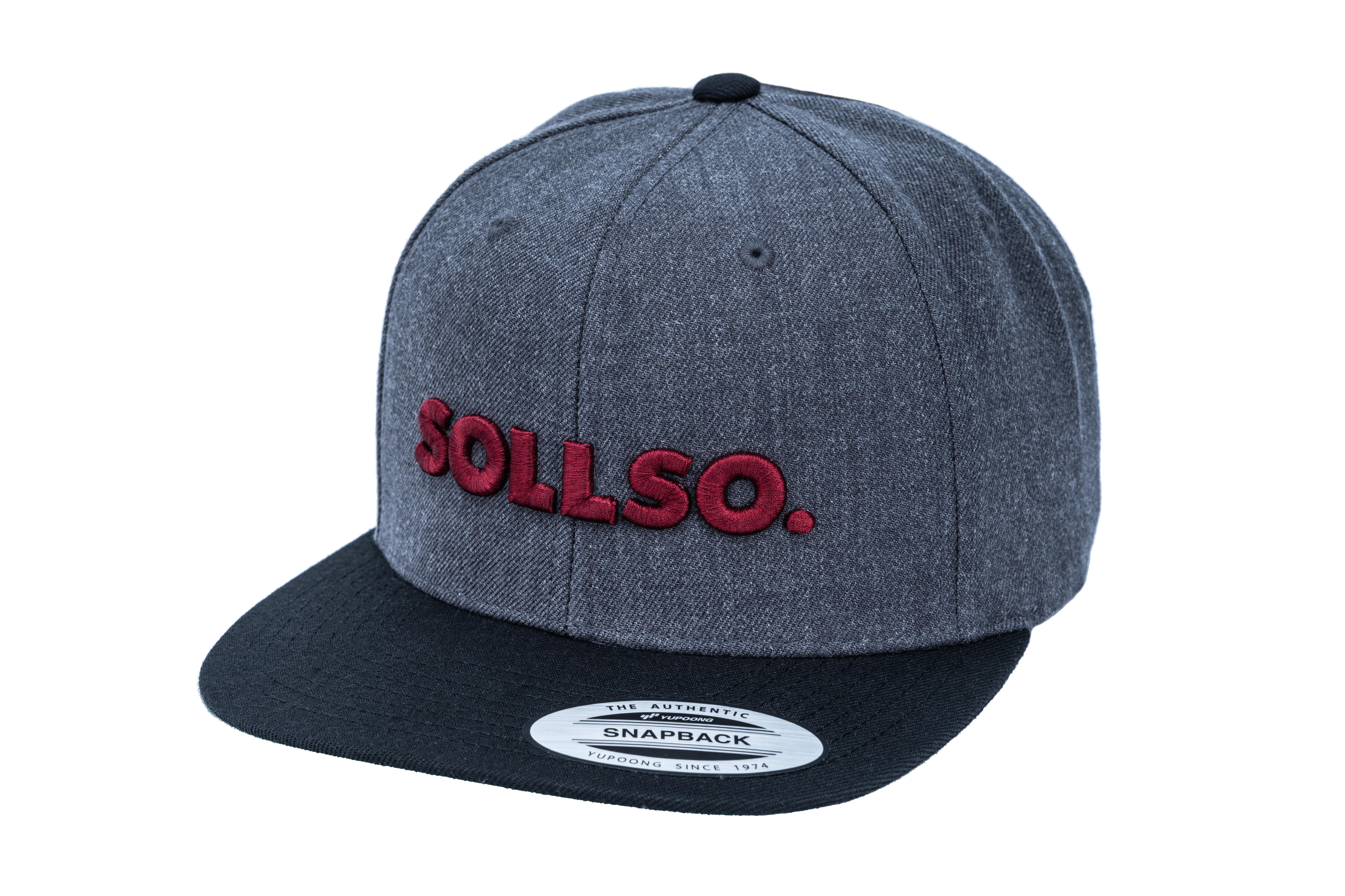 SOLLSO. Classic Snapback 2-Tone Cap, Charcoal-Black