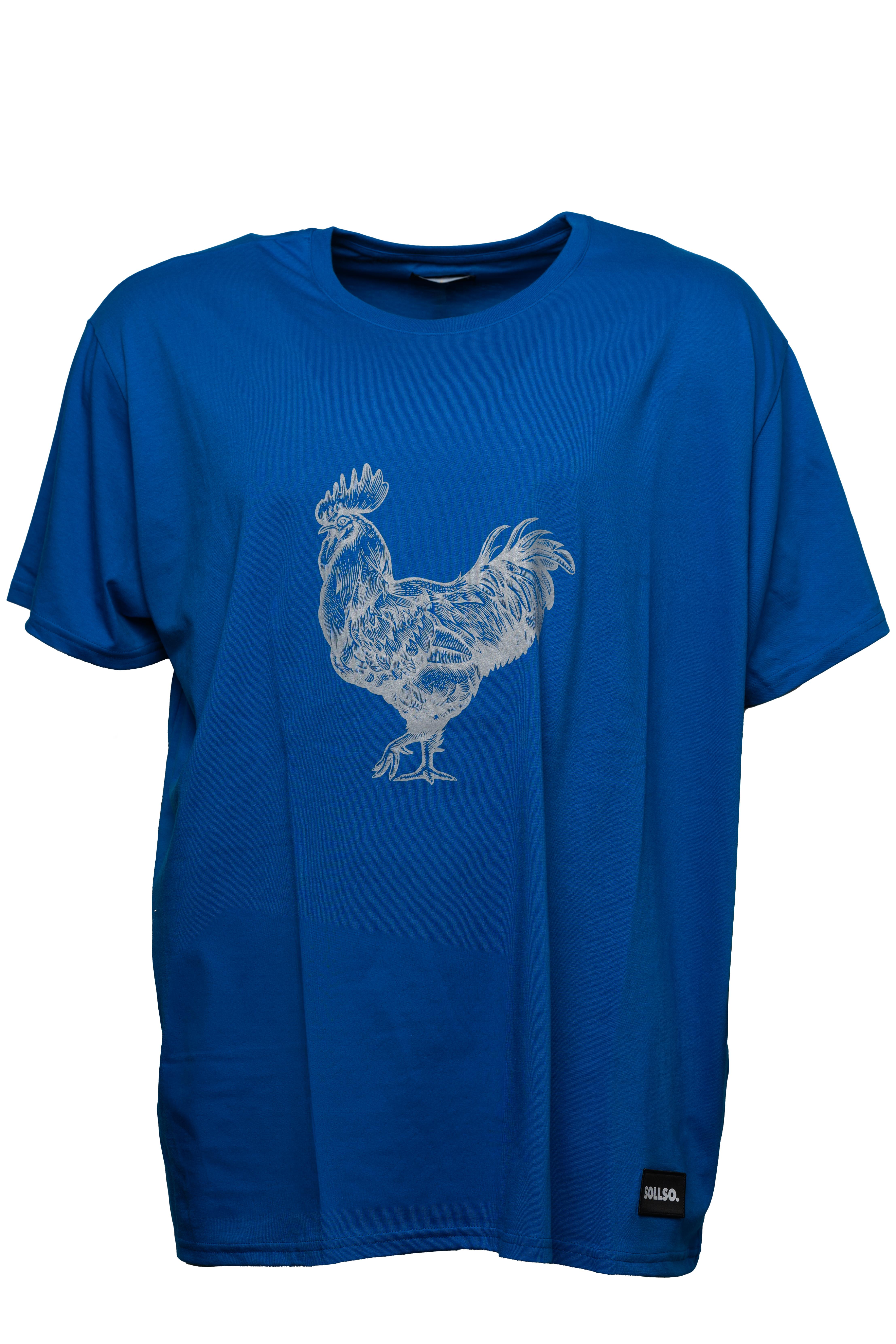 SOLLSO. T-Shirt "Rooster", Farbe Ocean Blue, Größe M