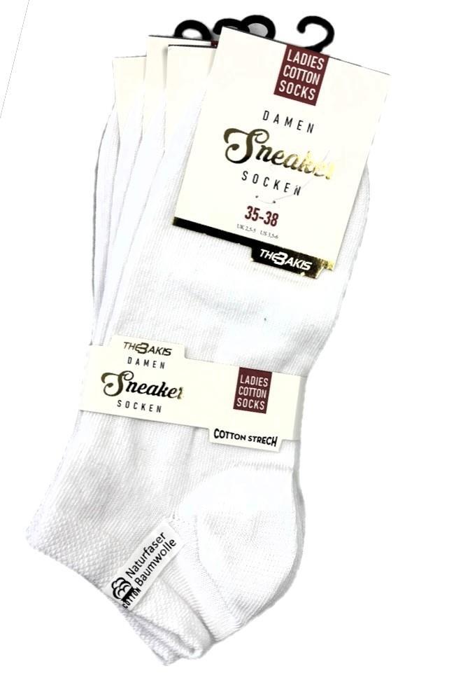Damen Sneaker-Socken 7002, weiß, 2 x 4er-Pack, Gr.39/42