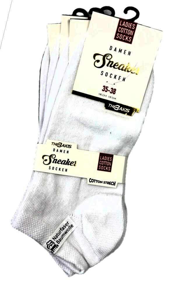 Damen Sneaker-Socken 7002, weiß, 2 x 4er-Pack, Gr.39/42