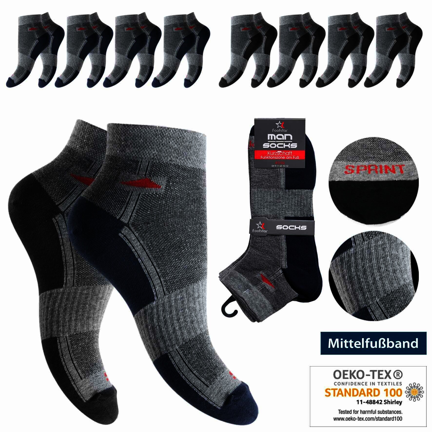 Herren Sneaker-Socken 72959 , Gr. 39/42 , Farbe Schwarz/Grau, 4er-Pack