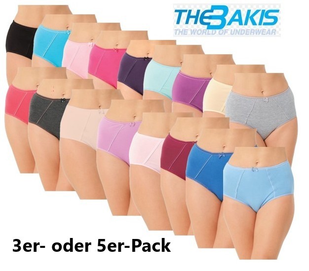 The Bakis Damen-Slip 2075, Schwarz, 3er-Pack, Gr.48/50