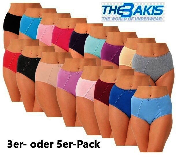 The Bakis Damen-Slip 2075, Schwarz, 3er-Pack, Gr.48/50