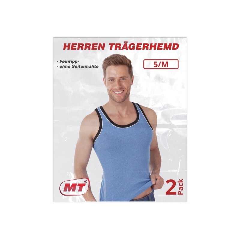 2er-Pack Herren-Unterhemd 22590, mit Paspelierung, Pack 1, Gr.7