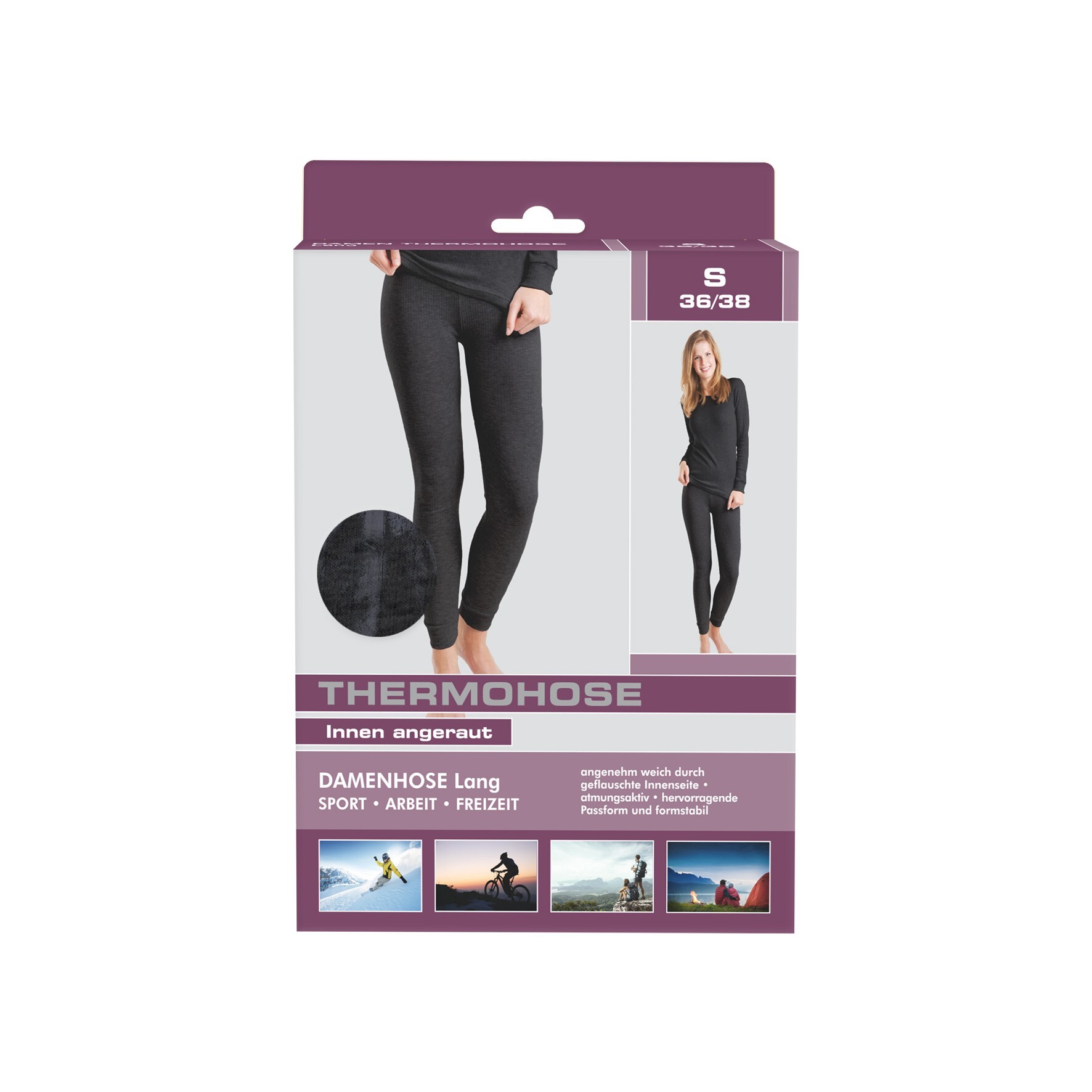 Damen Thermohose 11106, innen angeraut, Pflaume, Gr.L Damen Thermohose 11106, innen angeraut, Pflaume, Gr.L